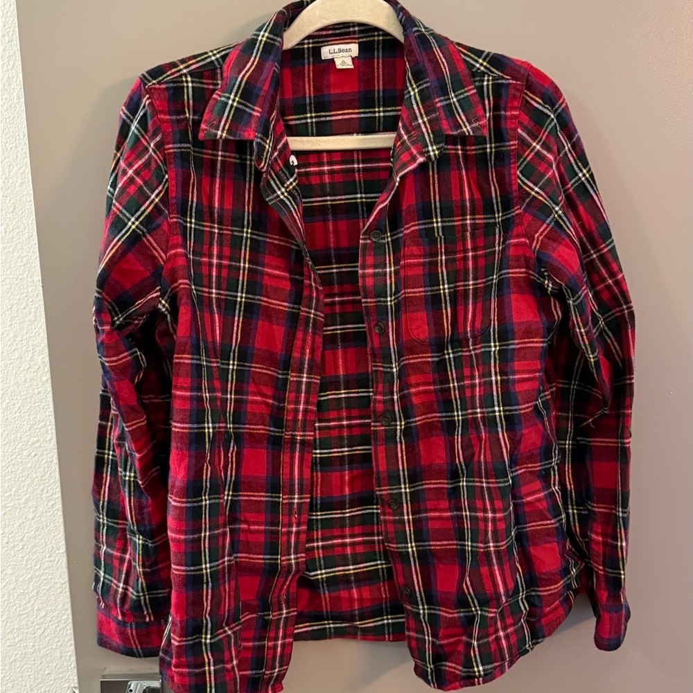 L.L. Bean Red and green Plaid Shirt